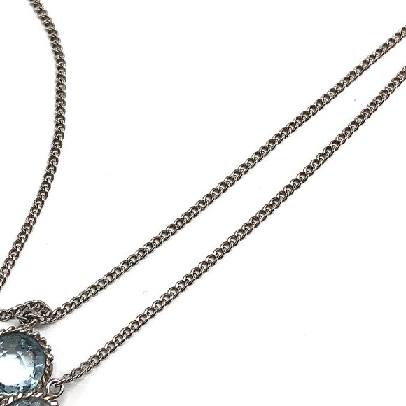 Necklace 16in Dancing Blue Topaz Sterling Silver Cross Necklace - Picture 2 of 7